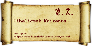 Mihalicsek Krizanta névjegykártya